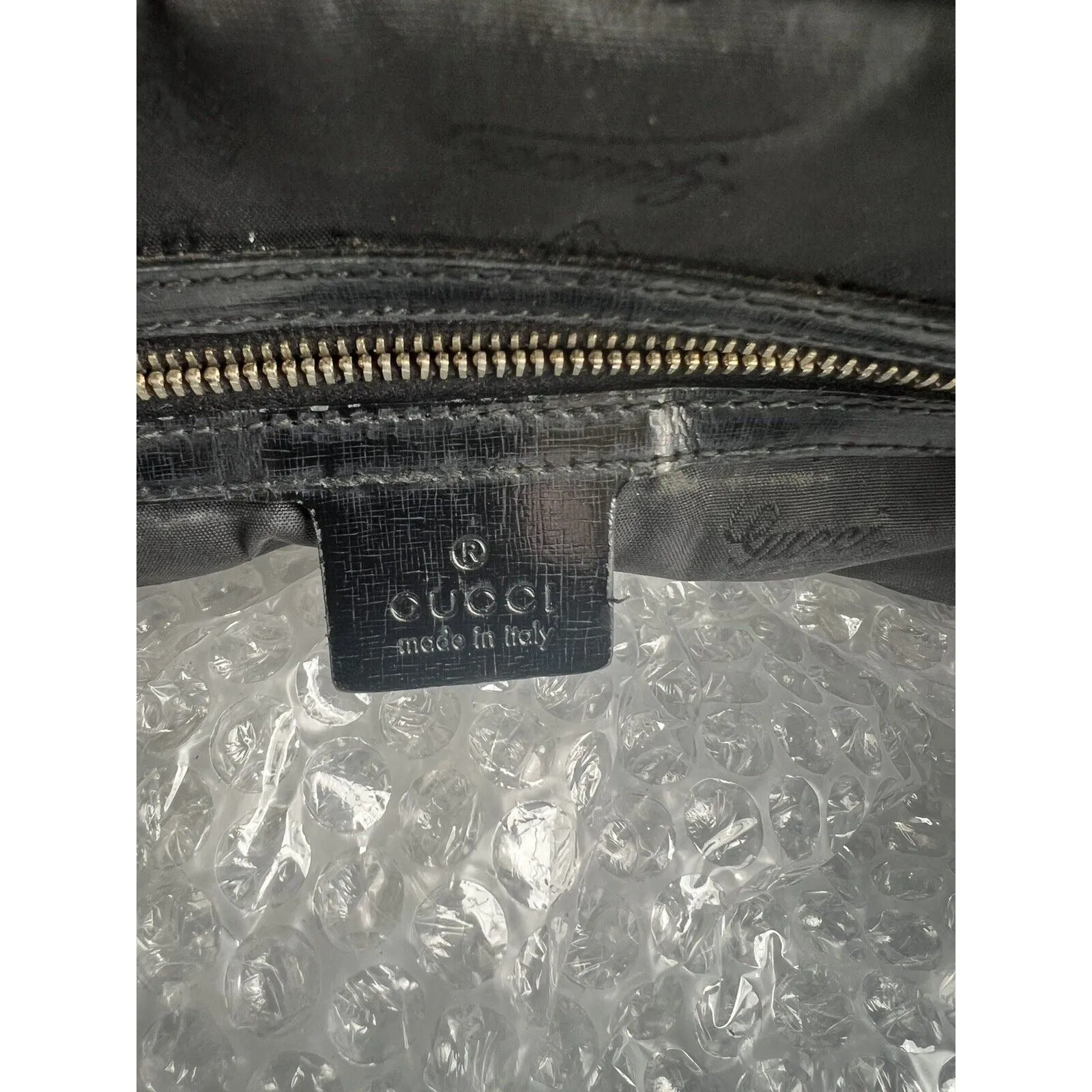 Gucci Navy Leather XL Two-Way Dialux Pop Bamboo Satchel