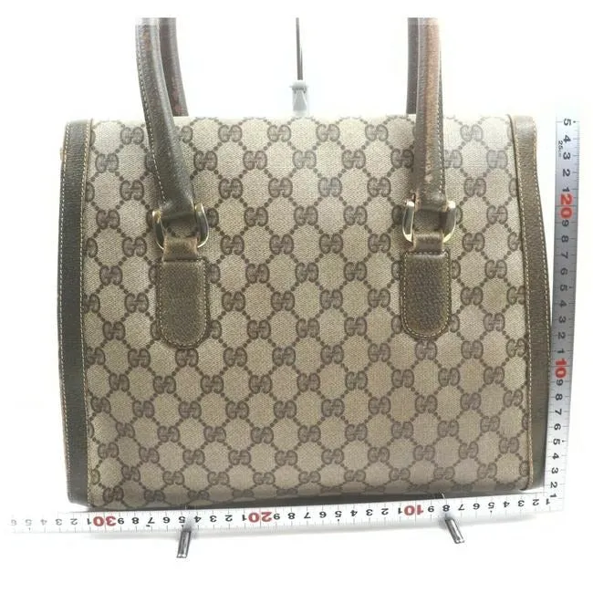 Gucci W Guccissima Handle Redgreen Stripe Brown G Printredgreen Leathercoated Canvas Satchel