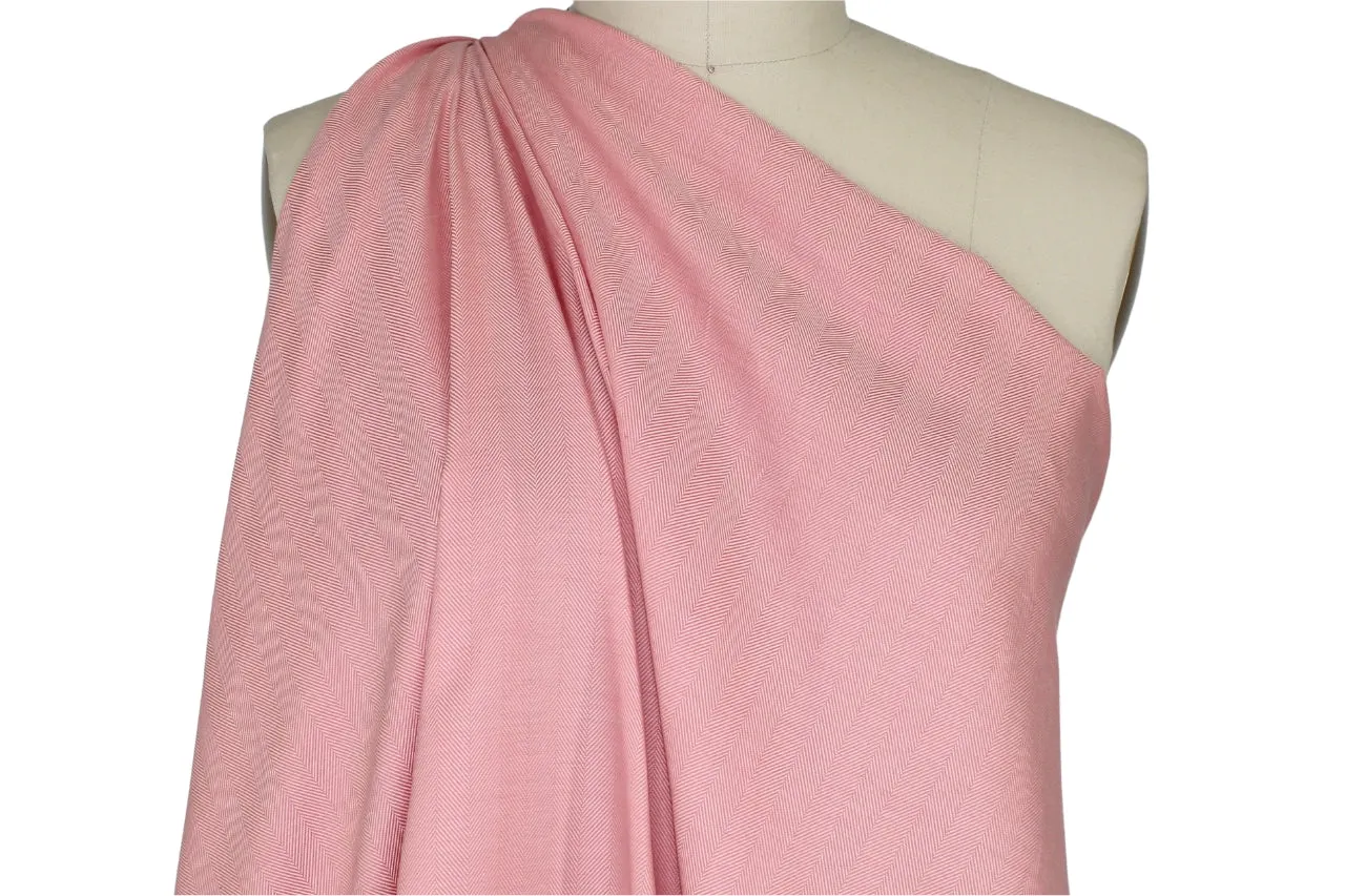 Herringbone Shirt-weight Cotton - Coral/White