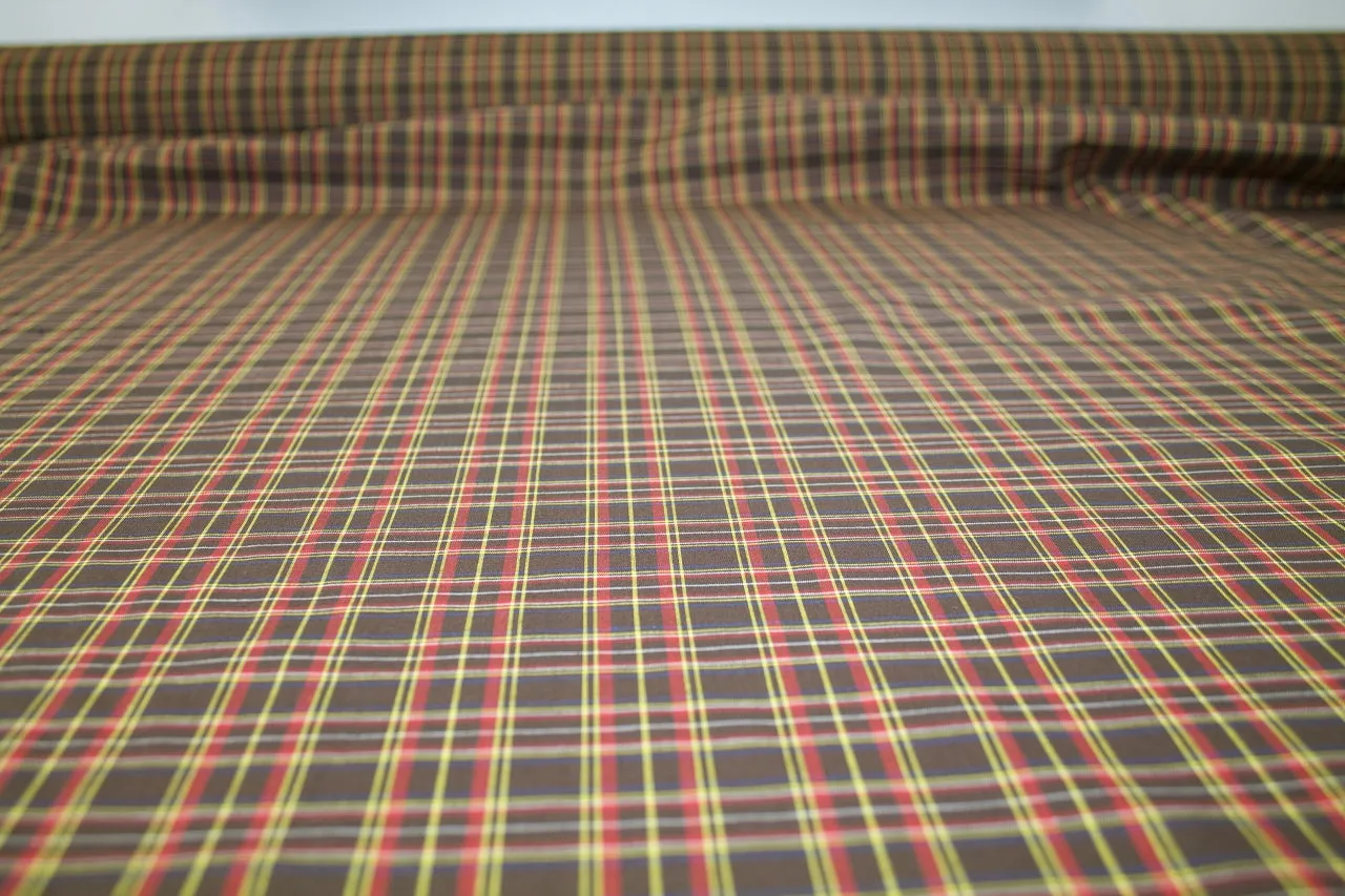 Japanese Plaid Cotton Lawn - Brown/Yellow/Red