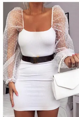 Julia Fashion - New Summer Women Mesh Sheer Bodycon Mini Dress