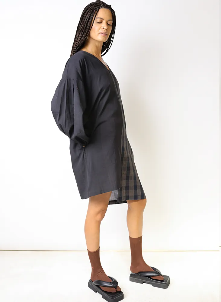 Katie Tunic, sapphire plaid   black