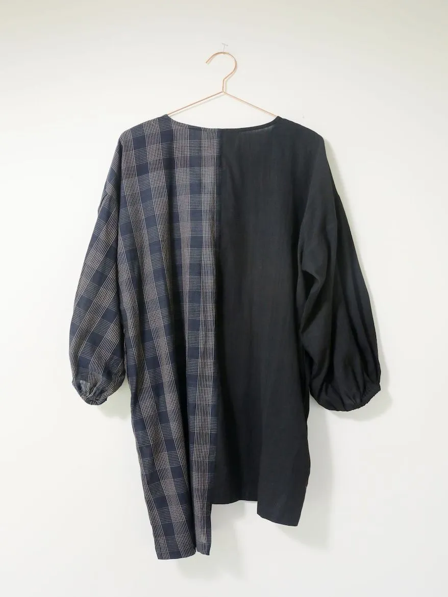 Katie Tunic, sapphire plaid   black