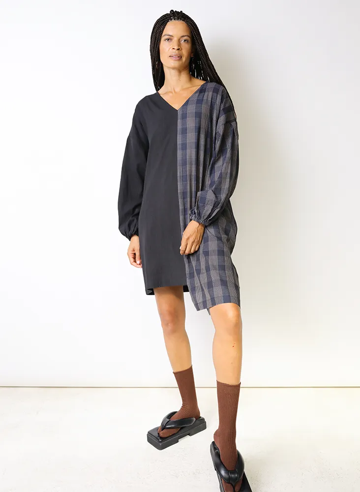 Katie Tunic, sapphire plaid   black
