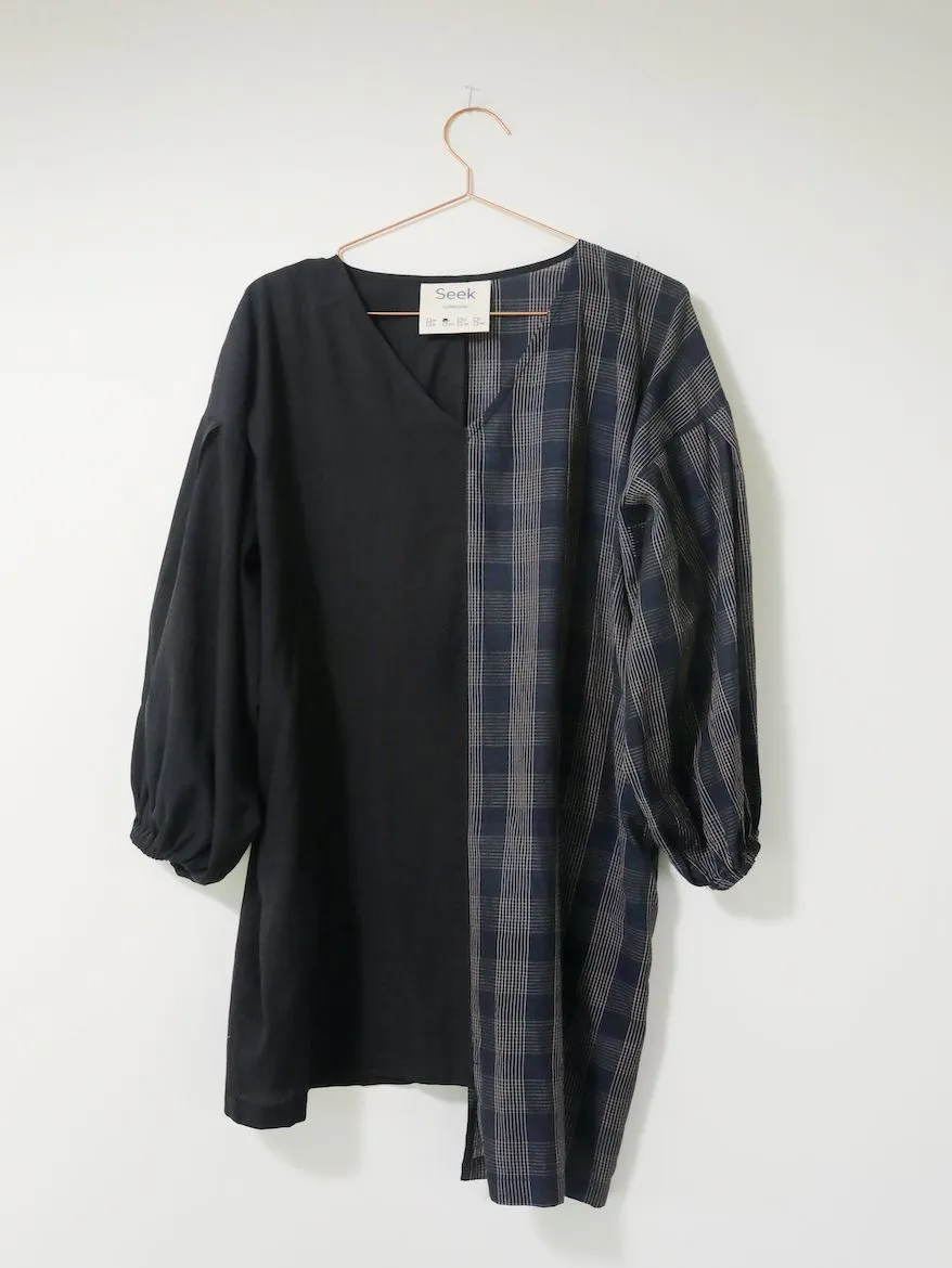 Katie Tunic, sapphire plaid   black