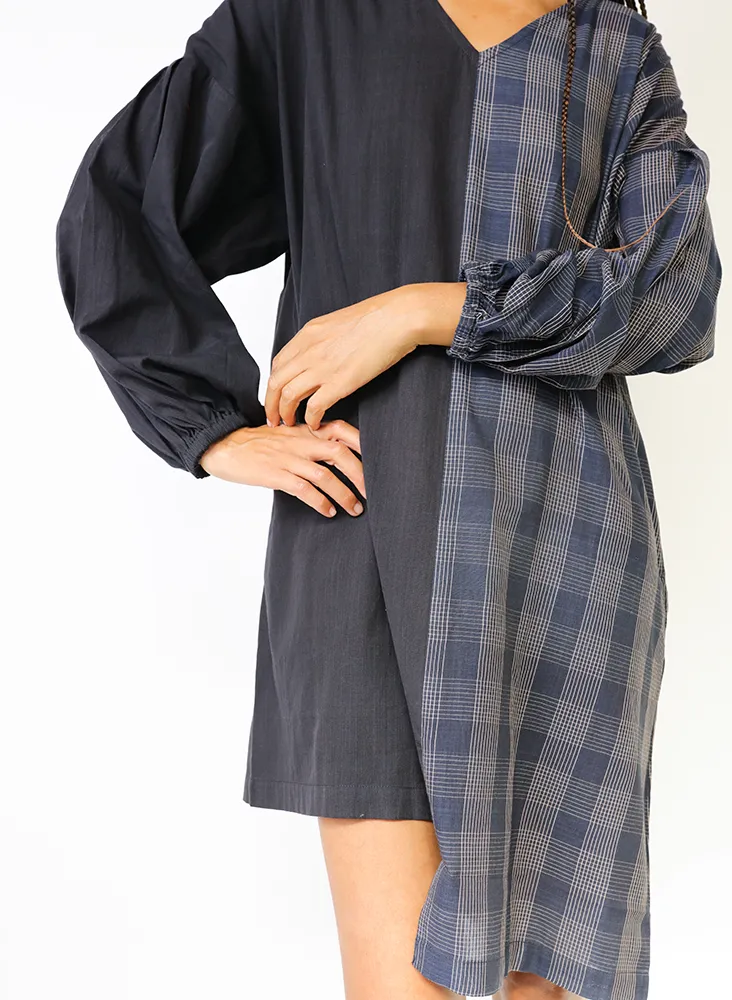 Katie Tunic, sapphire plaid   black