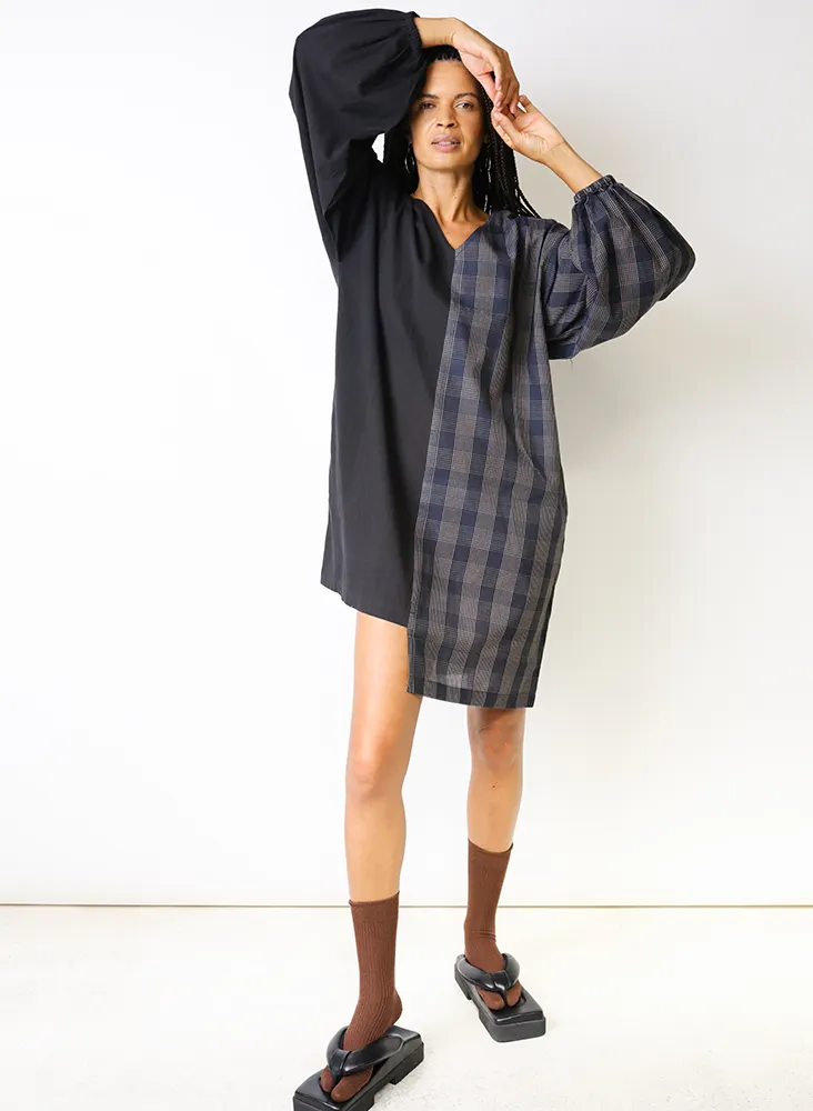 Katie Tunic, sapphire plaid   black