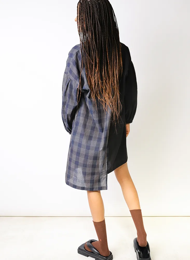 Katie Tunic, sapphire plaid   black