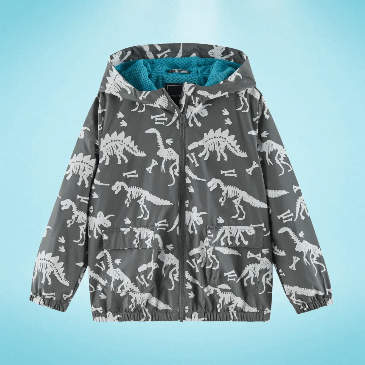 Kids (3-8) Color Change Raincoat | Dinosaur Fossils
