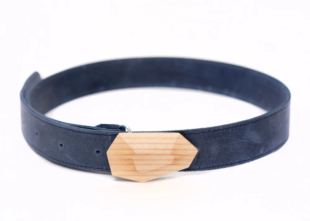 Leather belt and wood buckle FRAXINUS 7 model