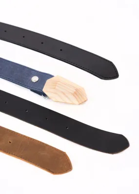 Leather belt and wood buckle FRAXINUS 7 model