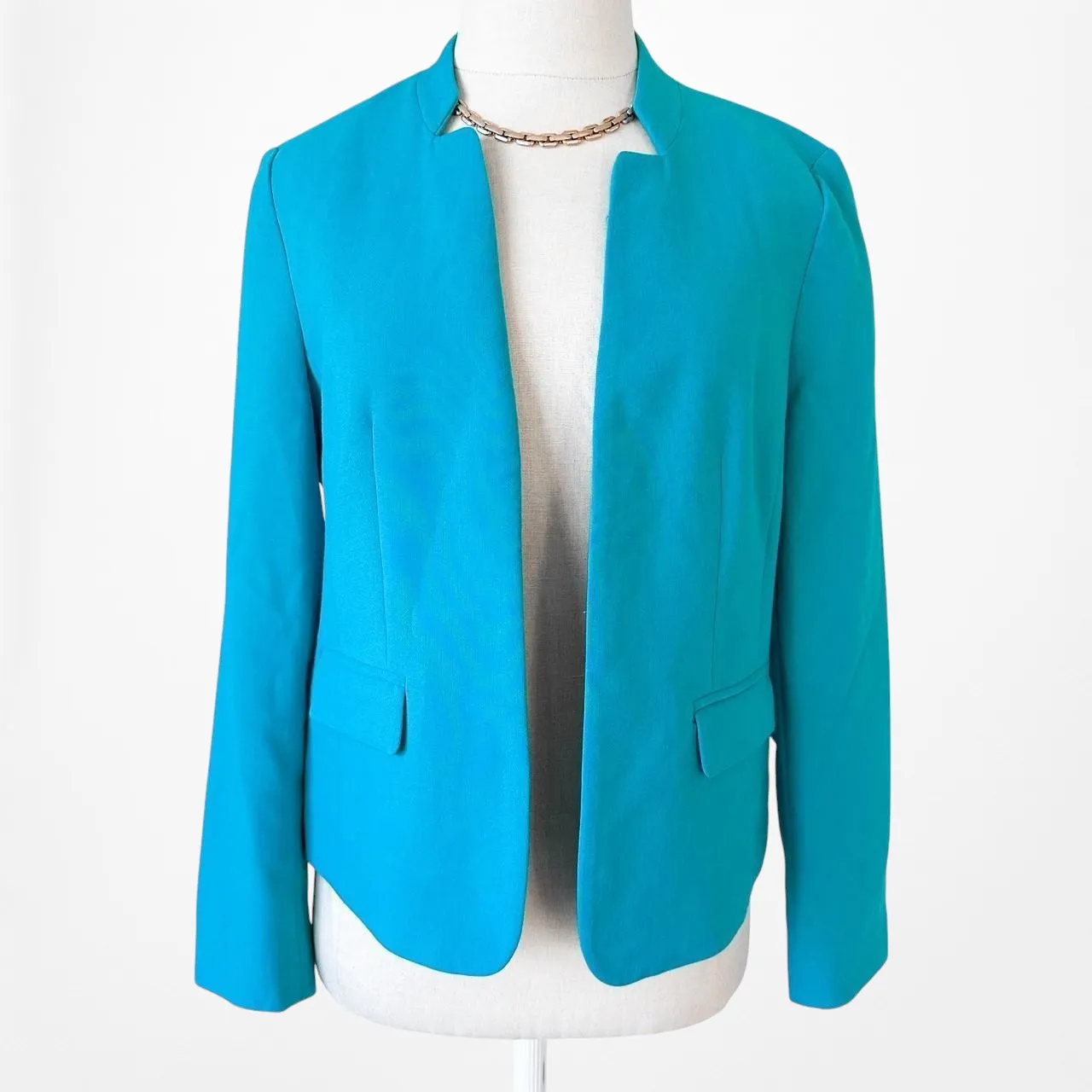 Loft Pastel Blue Padded Shoulder Blazer Jacket Cardigan Coat Size S/M