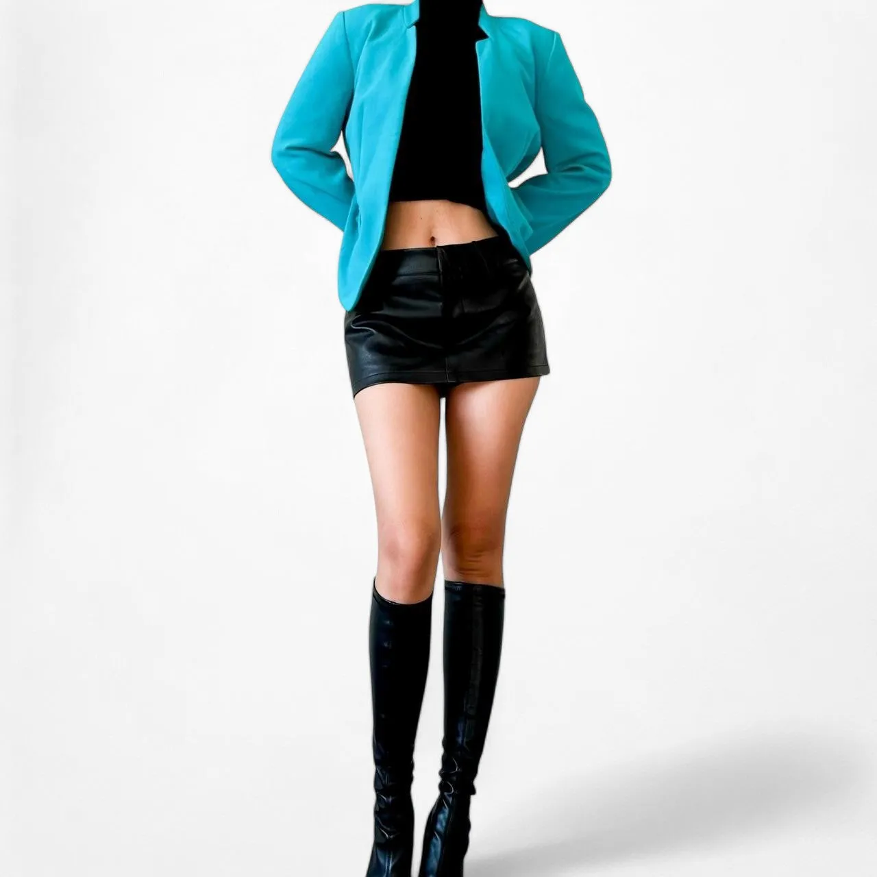 Loft Pastel Blue Padded Shoulder Blazer Jacket Cardigan Coat Size S/M