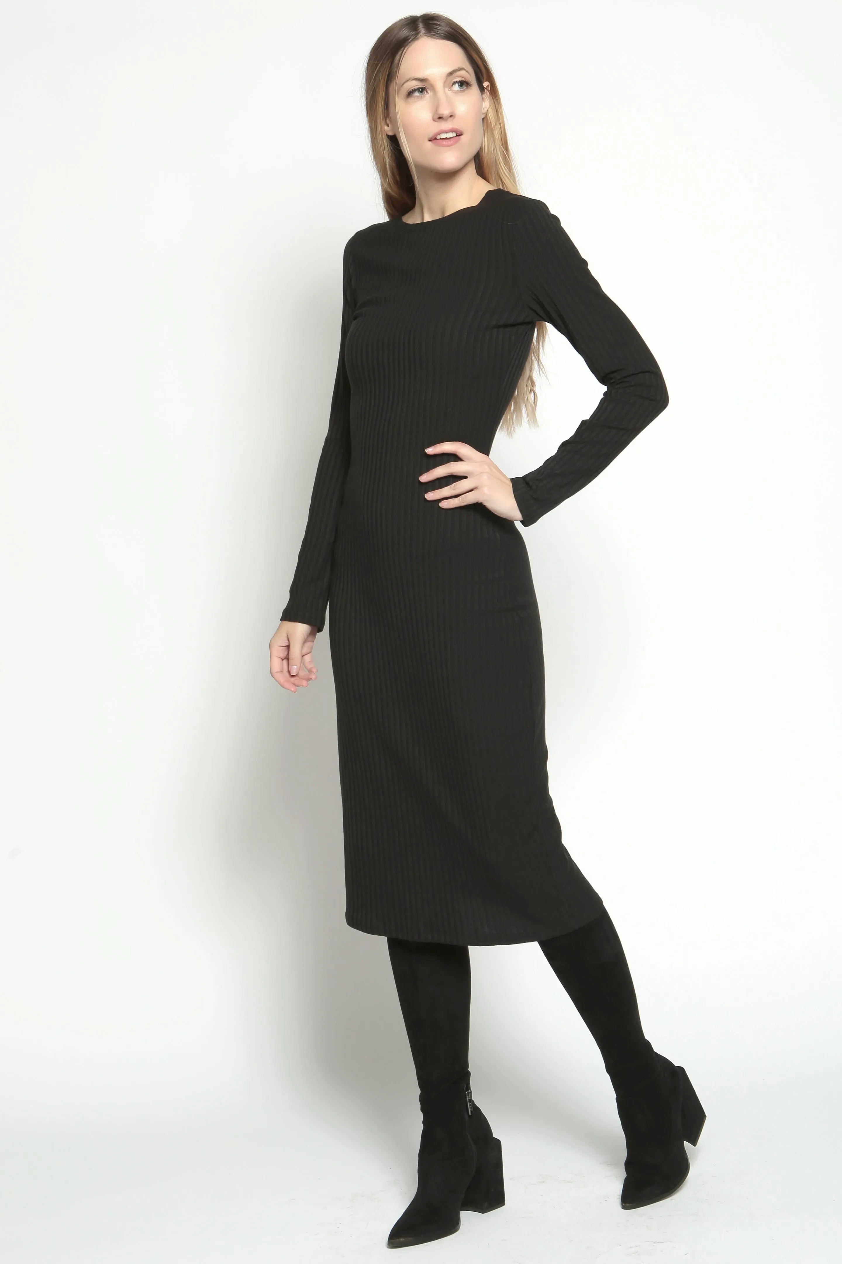 Long Sleeve Premium Ribbed Dress