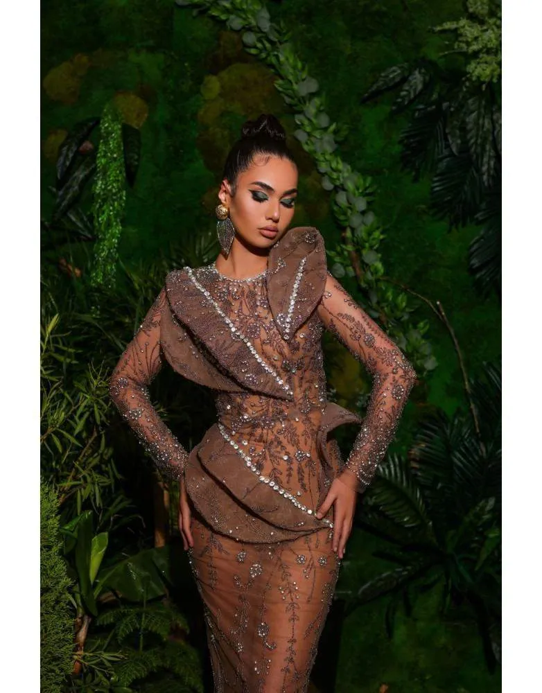 Luxury Evening Dress Dark Brown