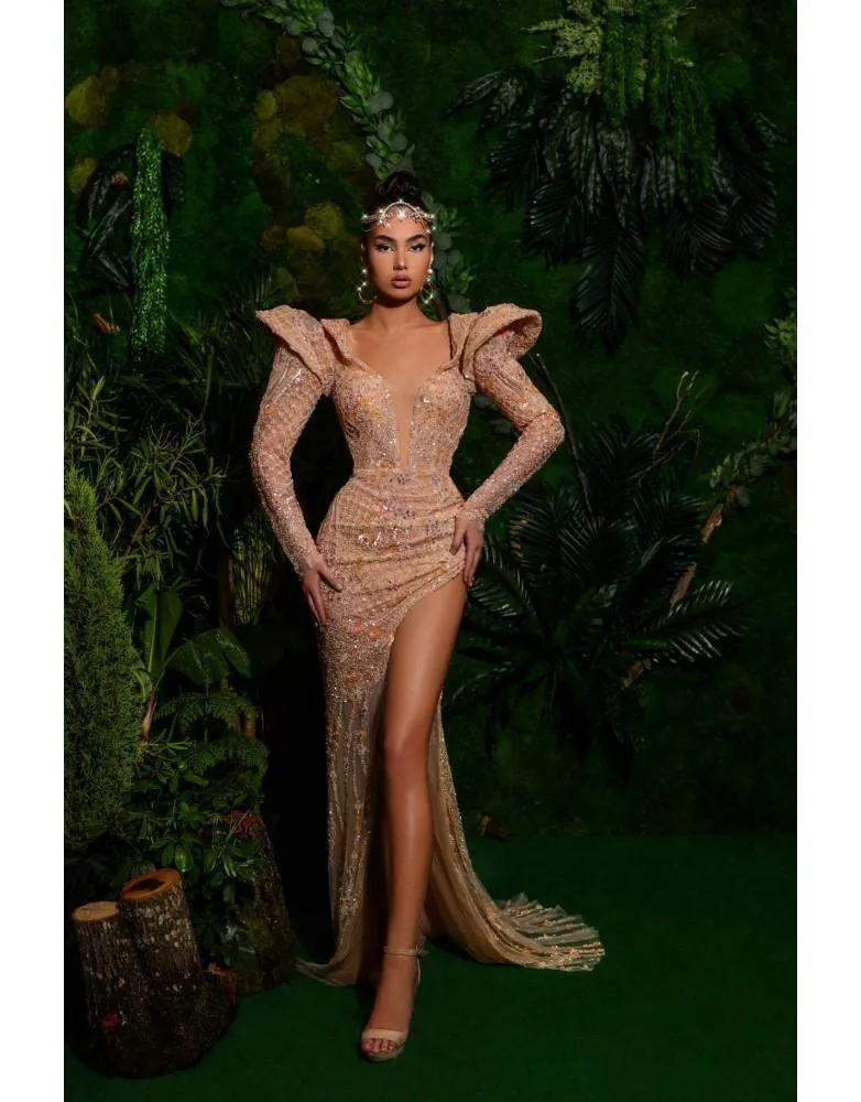 Luxury Evening Dress Golden Brown