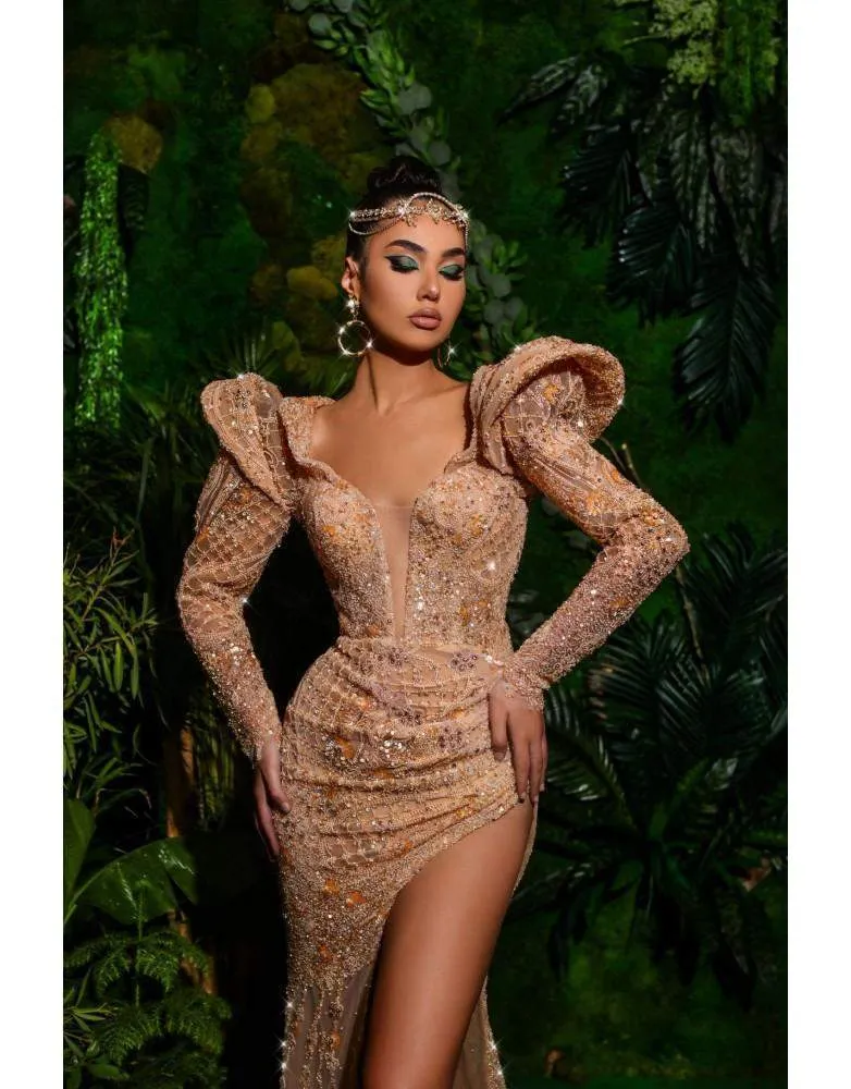 Luxury Evening Dress Golden Brown