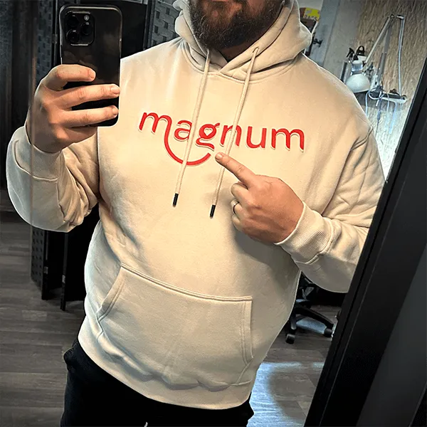 Magnum Logo Hoodie - Soft Ivory (Sizes S-2XL)