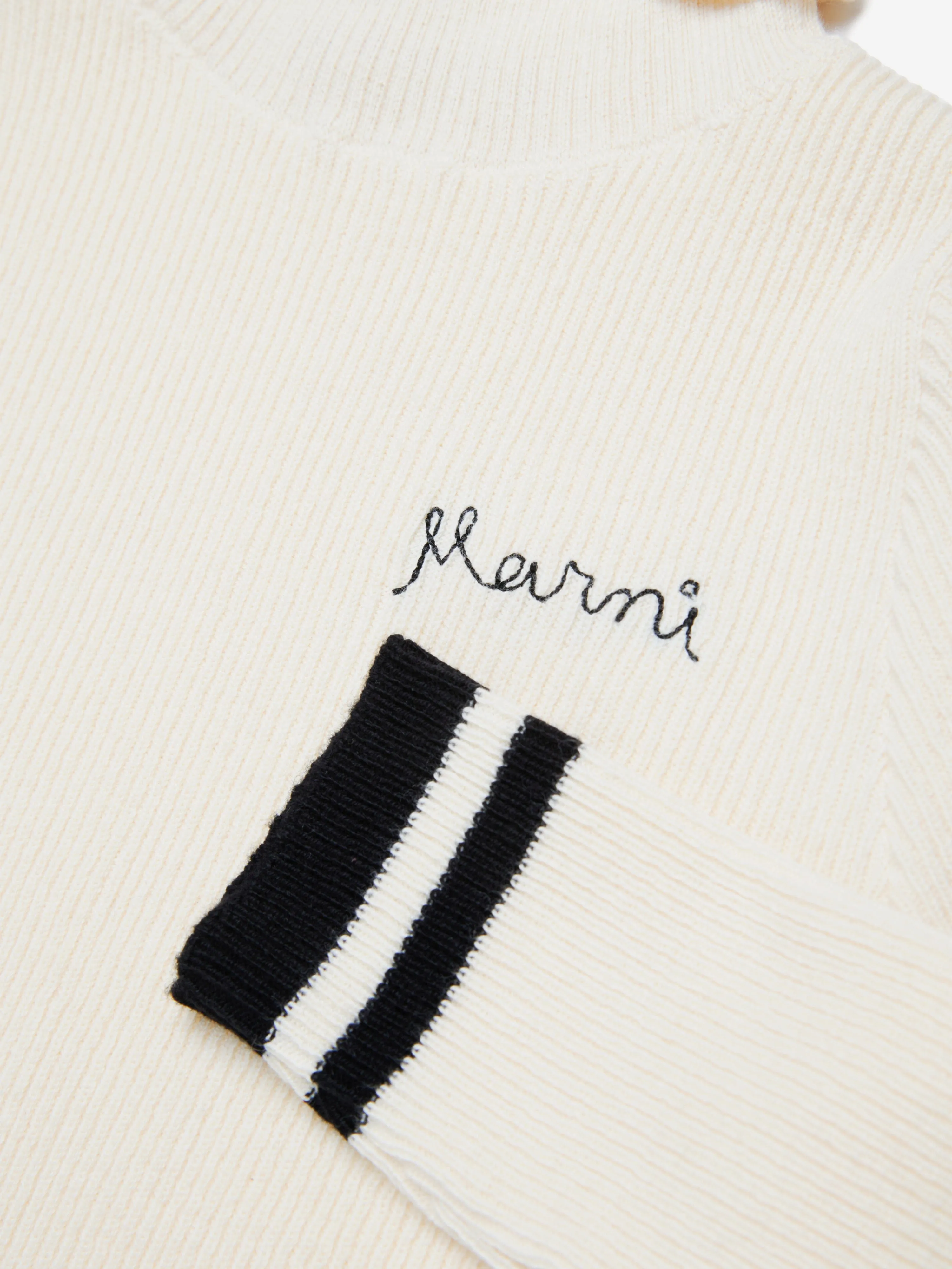 MARNI Girls Knitted Roll Neck Jumper in Ivory