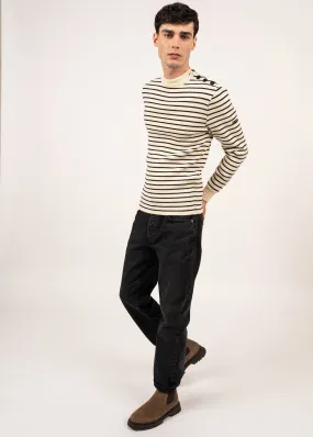 Matelot authentic striped sailor jumper - slim fit, in pure new wool (ECRU/MARINE)
