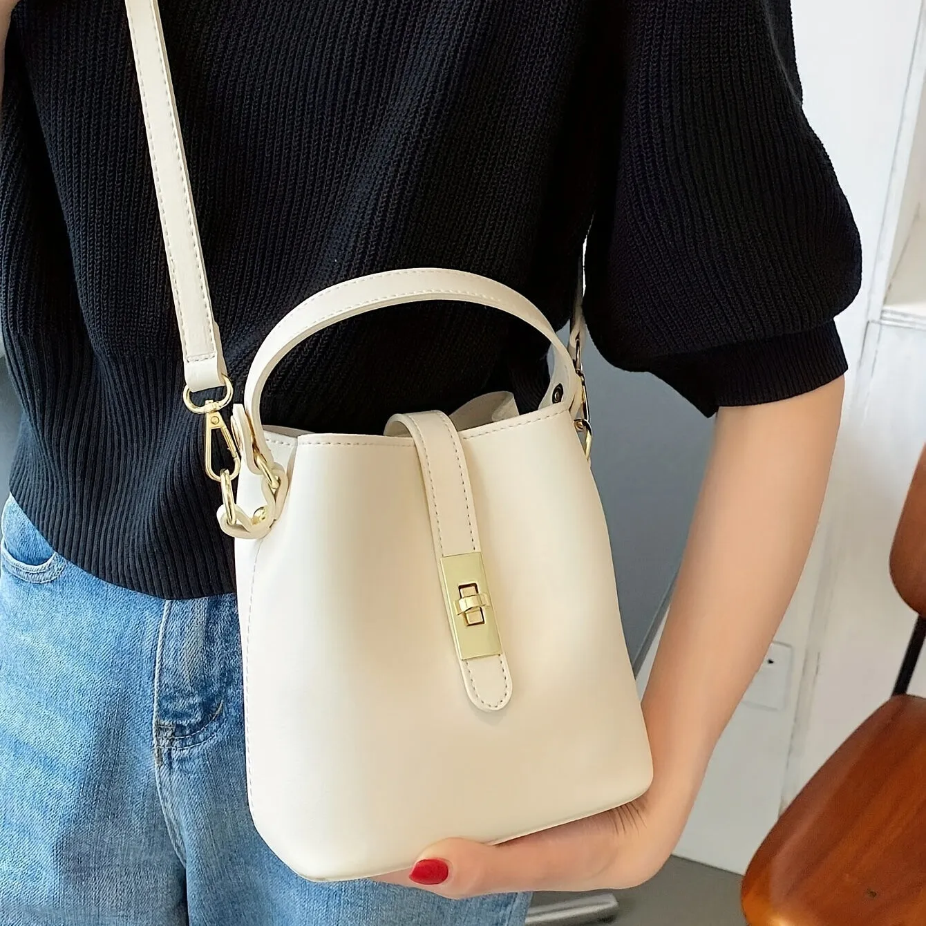 Mini Crossbody Bucket Bag, Minimalist Shoulder Bag, Women's Fairy Stylish Handbag & Purse