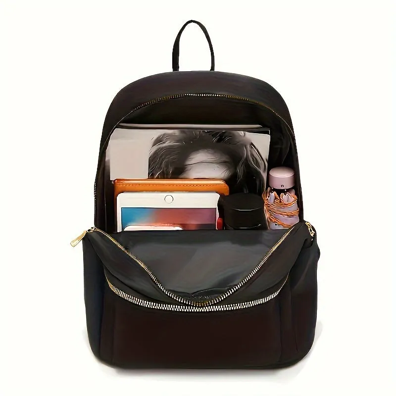 Minimalist Solid Color Backpack, Zipper Casual Rucksack, Women's Travel Storage Bag