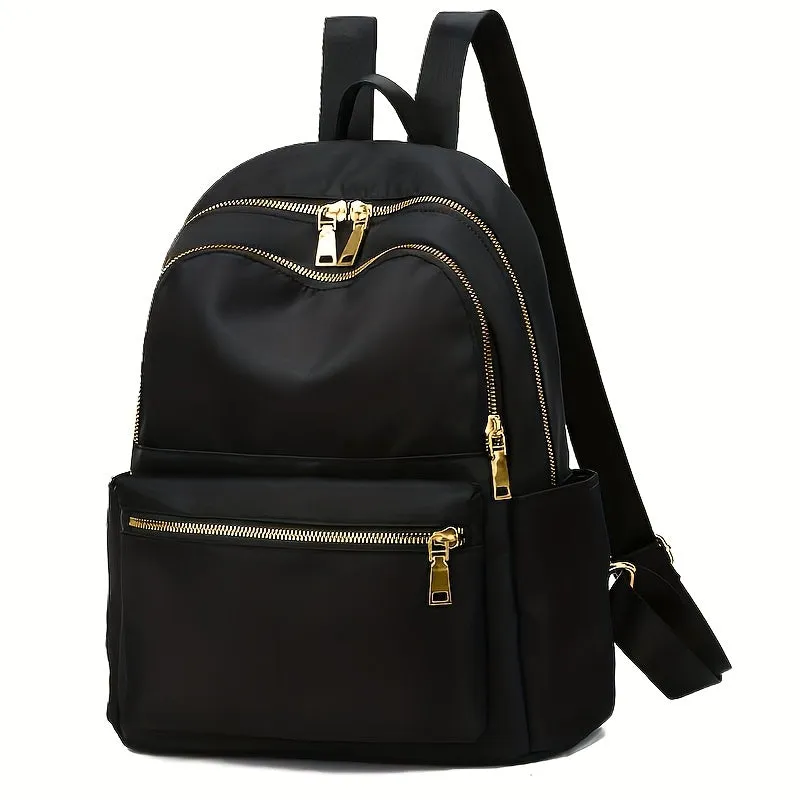 Minimalist Solid Color Backpack, Zipper Casual Rucksack, Women's Travel Storage Bag