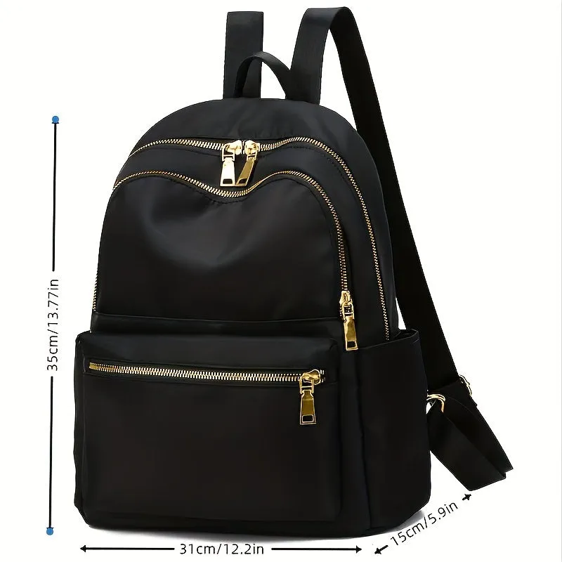 Minimalist Solid Color Backpack, Zipper Casual Rucksack, Women's Travel Storage Bag