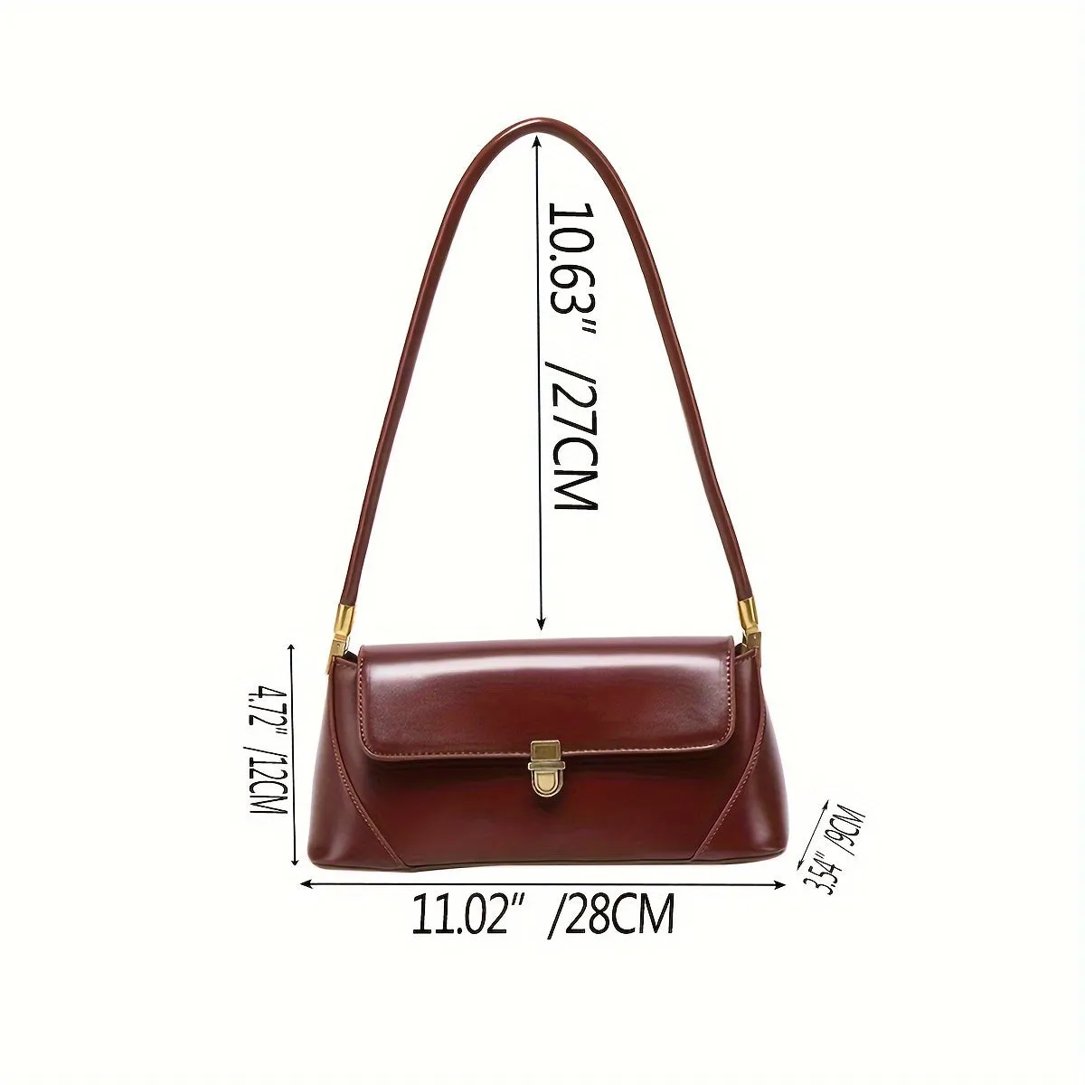Minimalist Solid Color Baguette Bag, Classic Shoulder Purse, Textured Women's Underarm Bag