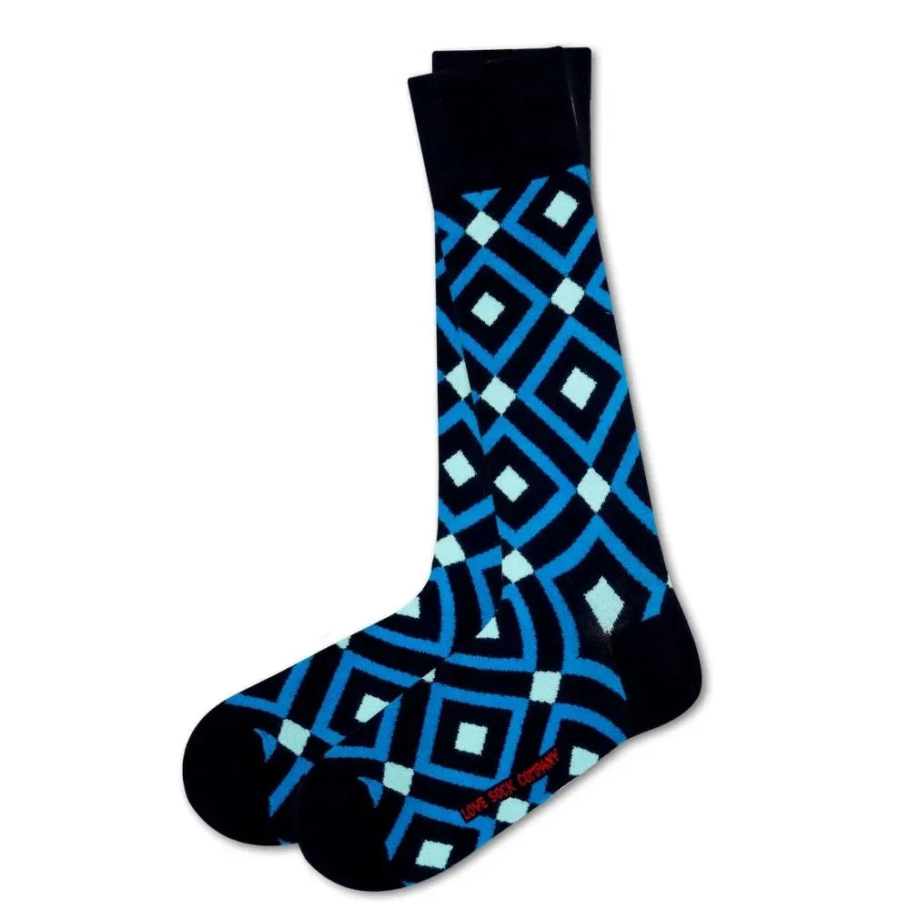 Patterned Men's Dress Socks Mirrors Blue (M)