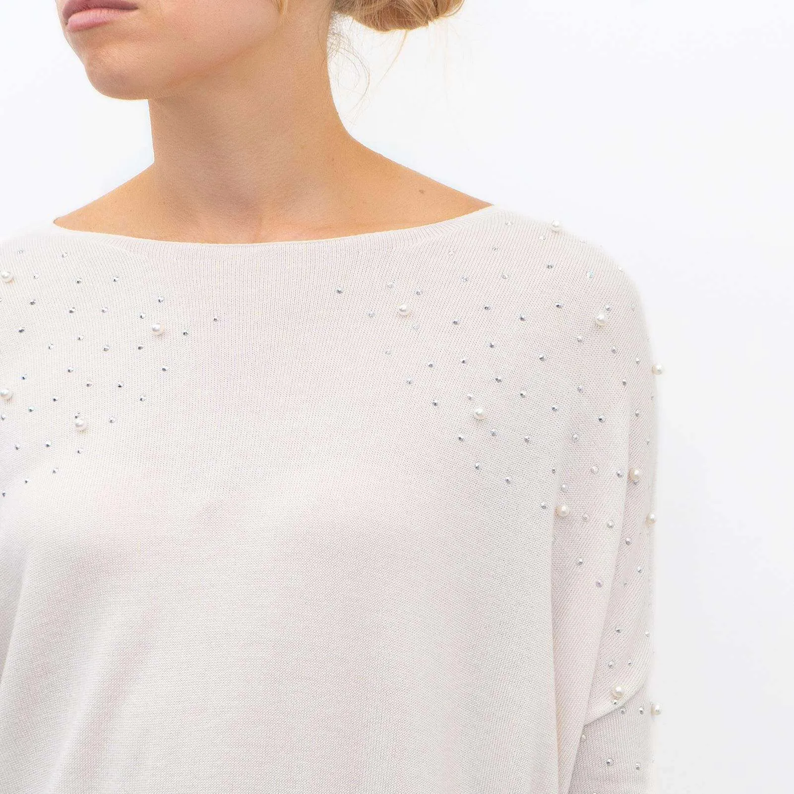 Phase Eight Pandora Ivory Pearl Lightweight Long Sleeve Sweater Jumper
