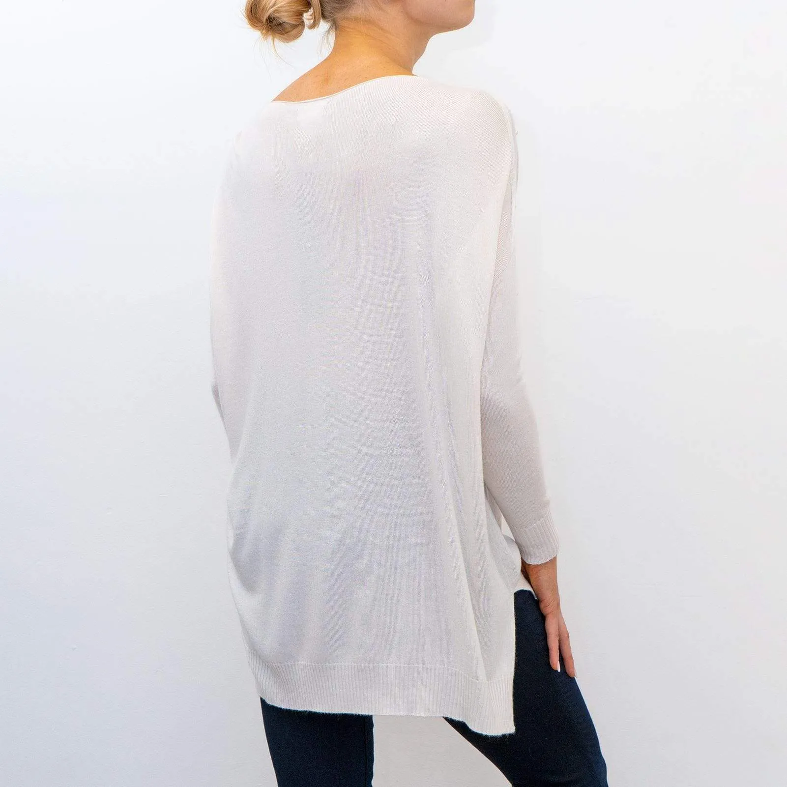 Phase Eight Pandora Ivory Pearl Lightweight Long Sleeve Sweater Jumper