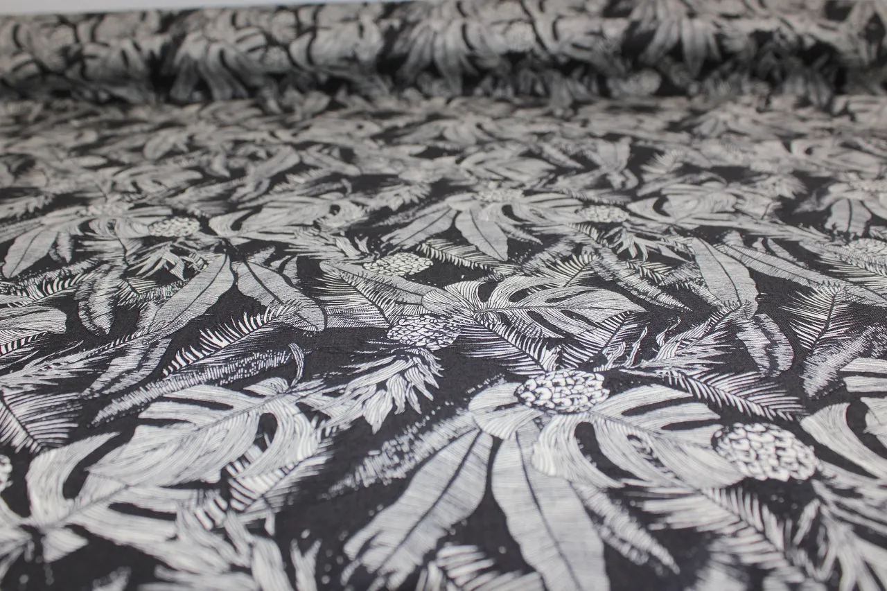 Pineapple Nights Cotton Shirt Weight - Black/White
