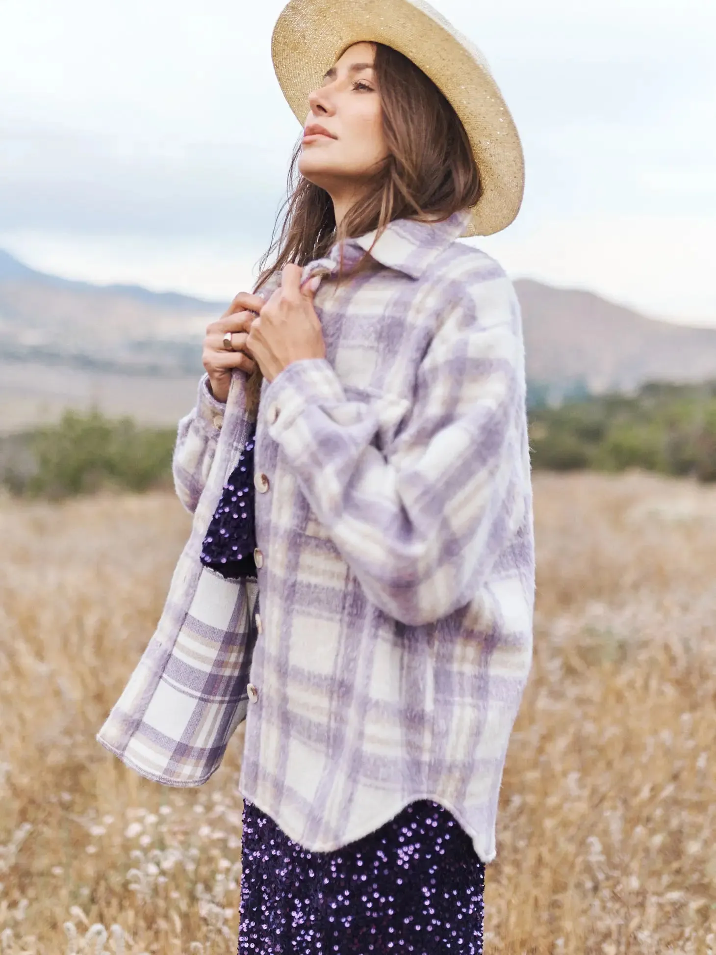 Plaid Shacket - Lilac