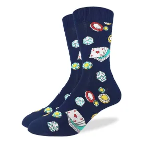 "Casino" Cotton Crew Socks by Good Luck Sock - Large