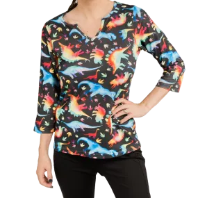 Rainbowsaurus Split Neck Tunic Top [FINAL SALE]