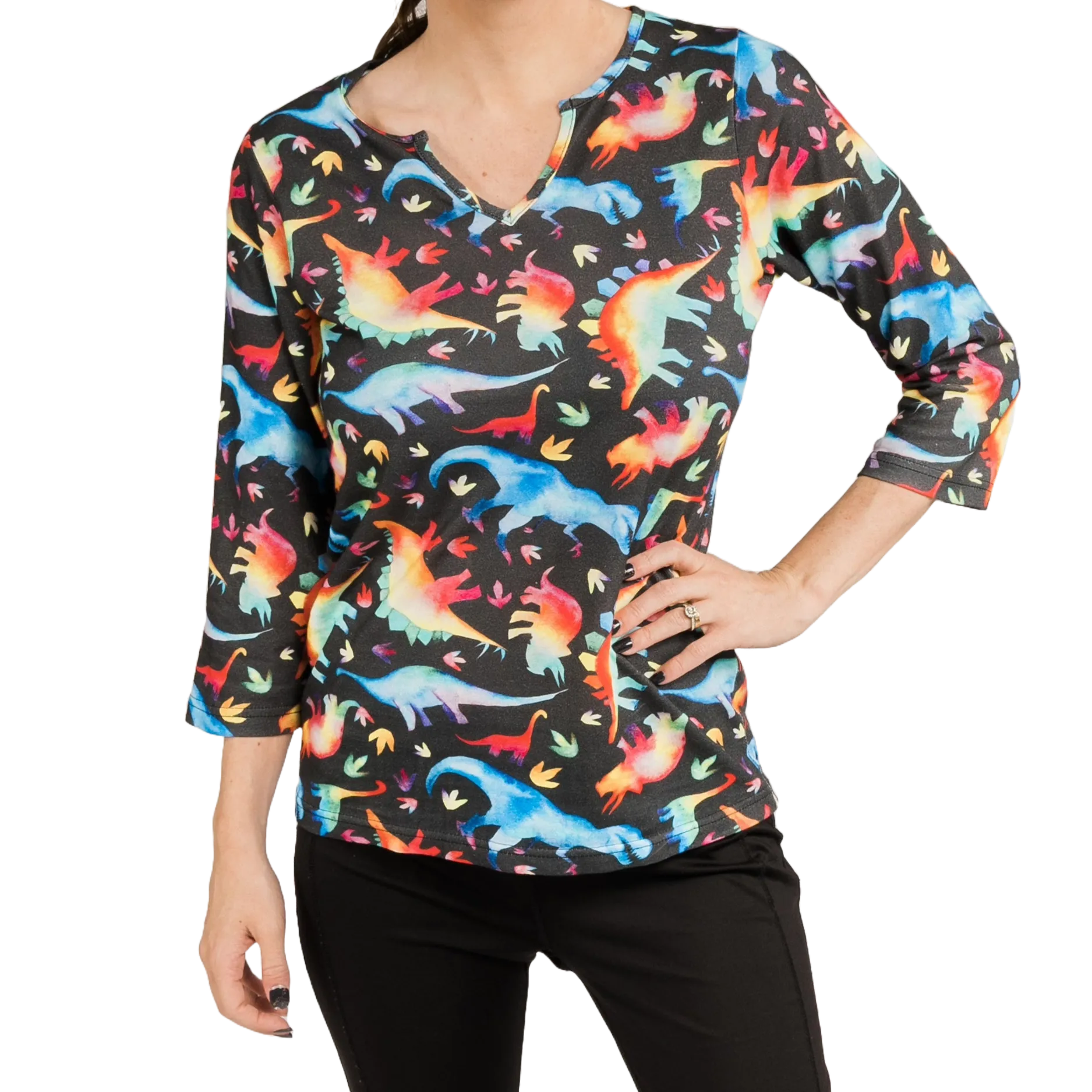 Rainbowsaurus Split Neck Tunic Top [FINAL SALE]