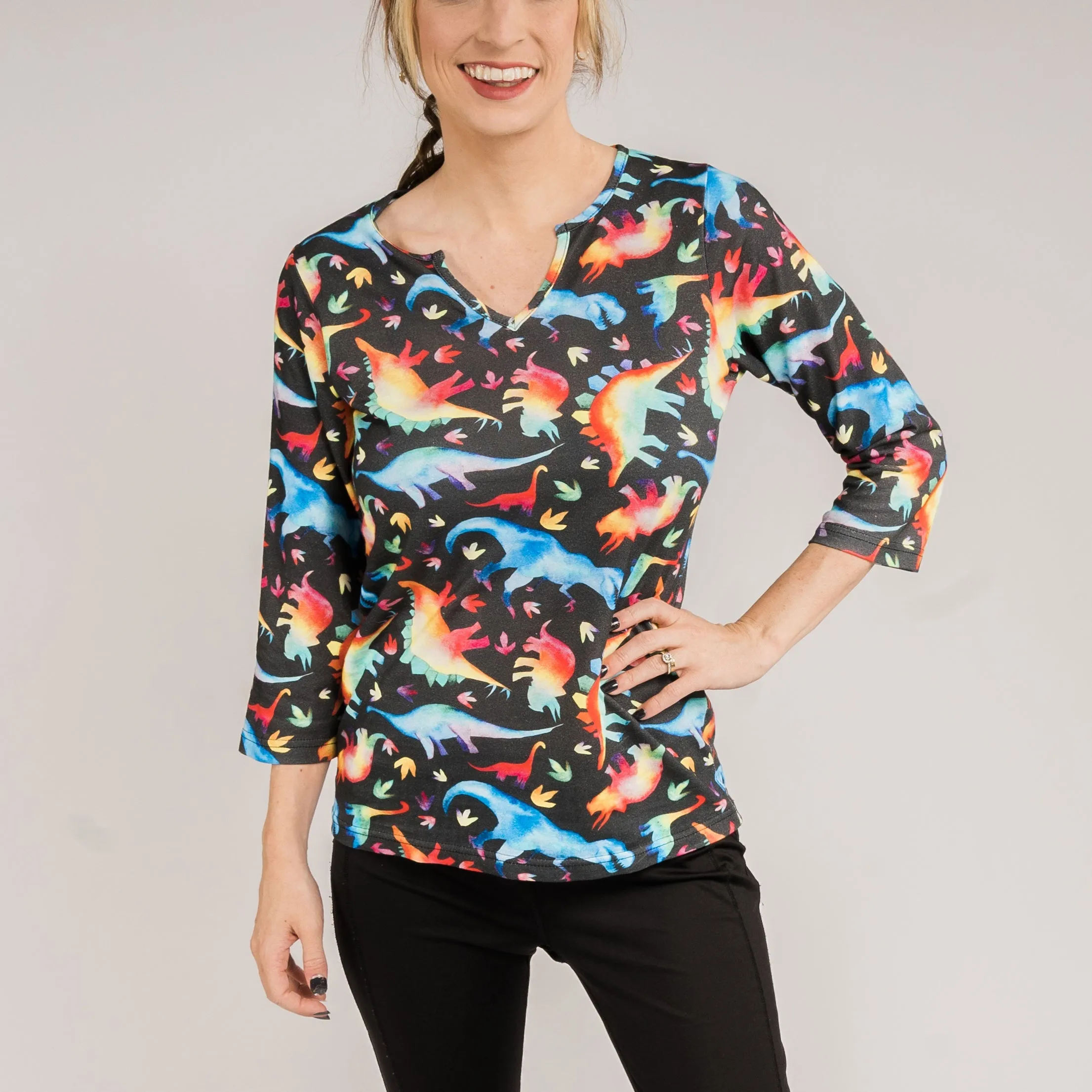 Rainbowsaurus Split Neck Tunic Top [FINAL SALE]