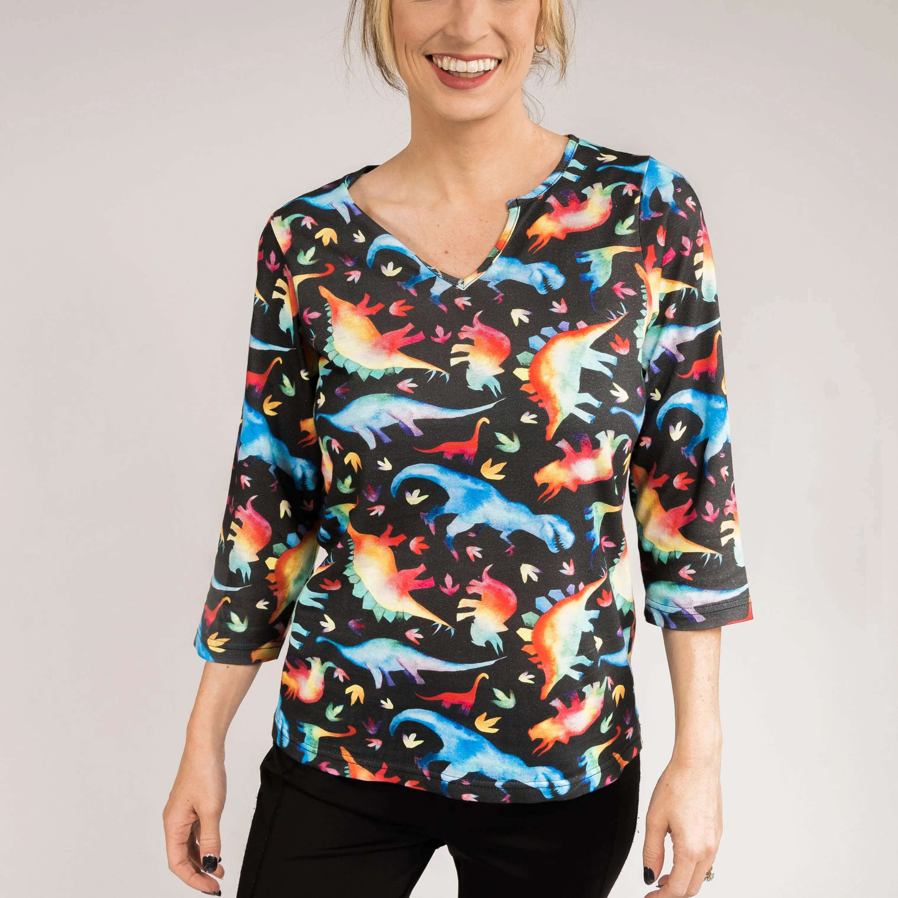 Rainbowsaurus Split Neck Tunic Top [FINAL SALE]