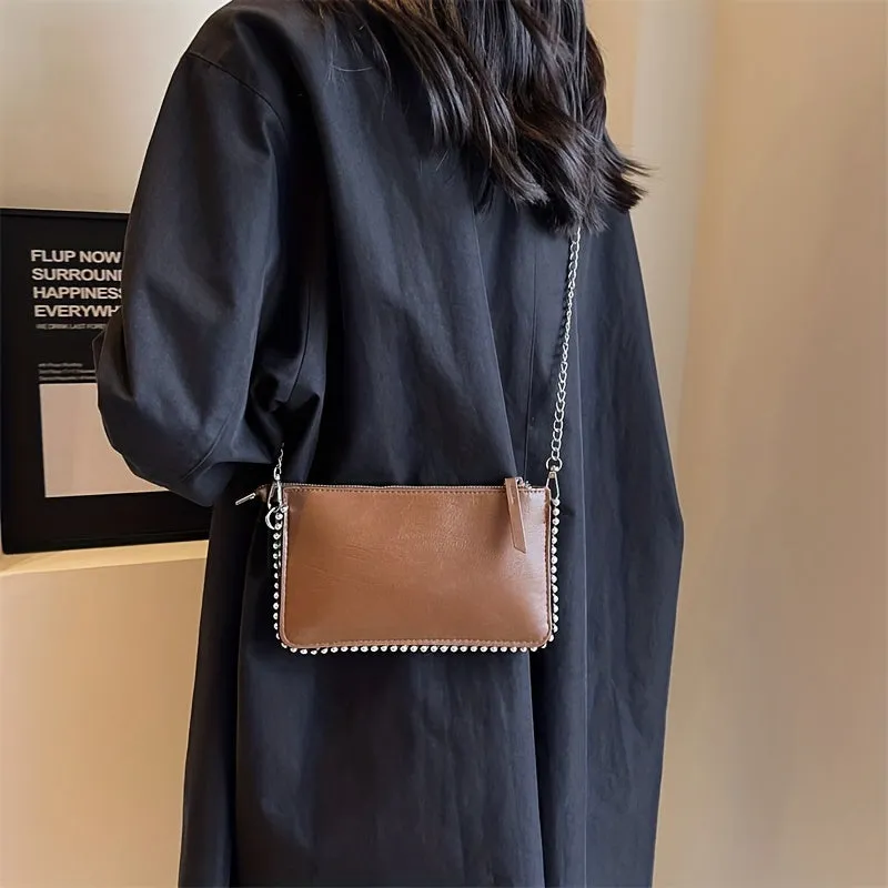 realaiot  Fashion Vegan Crossbody Bag, Minimalist Simple Shoulder Bag, Women's Trendy Handbag & Purse