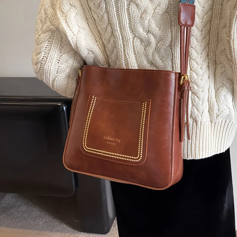 realaiot  Retro Minimalist Shoulder Square Shoulder Bag, All-Match Classic Handbag For Women