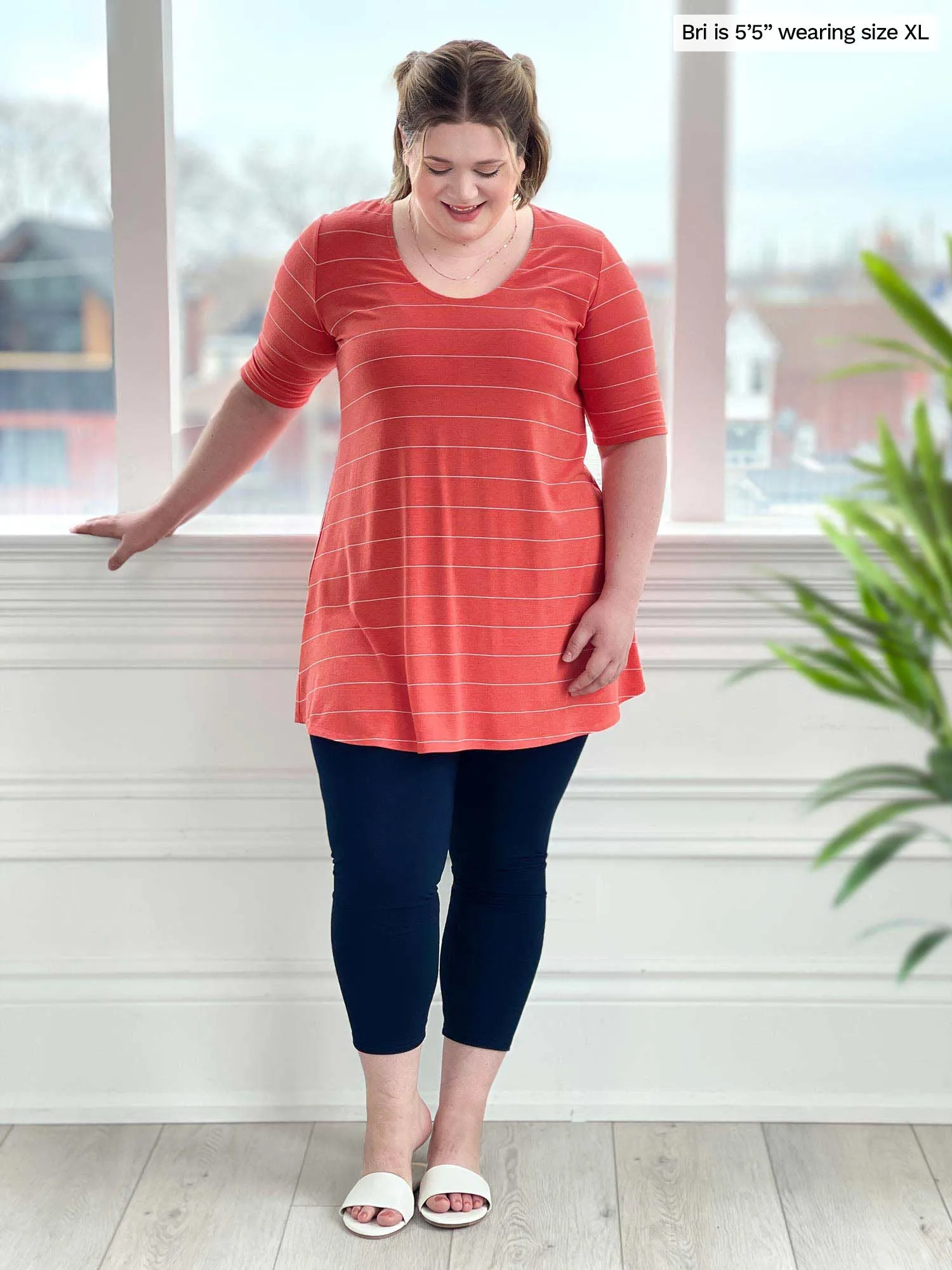 Rocelle half-sleeve scoop neck tunic