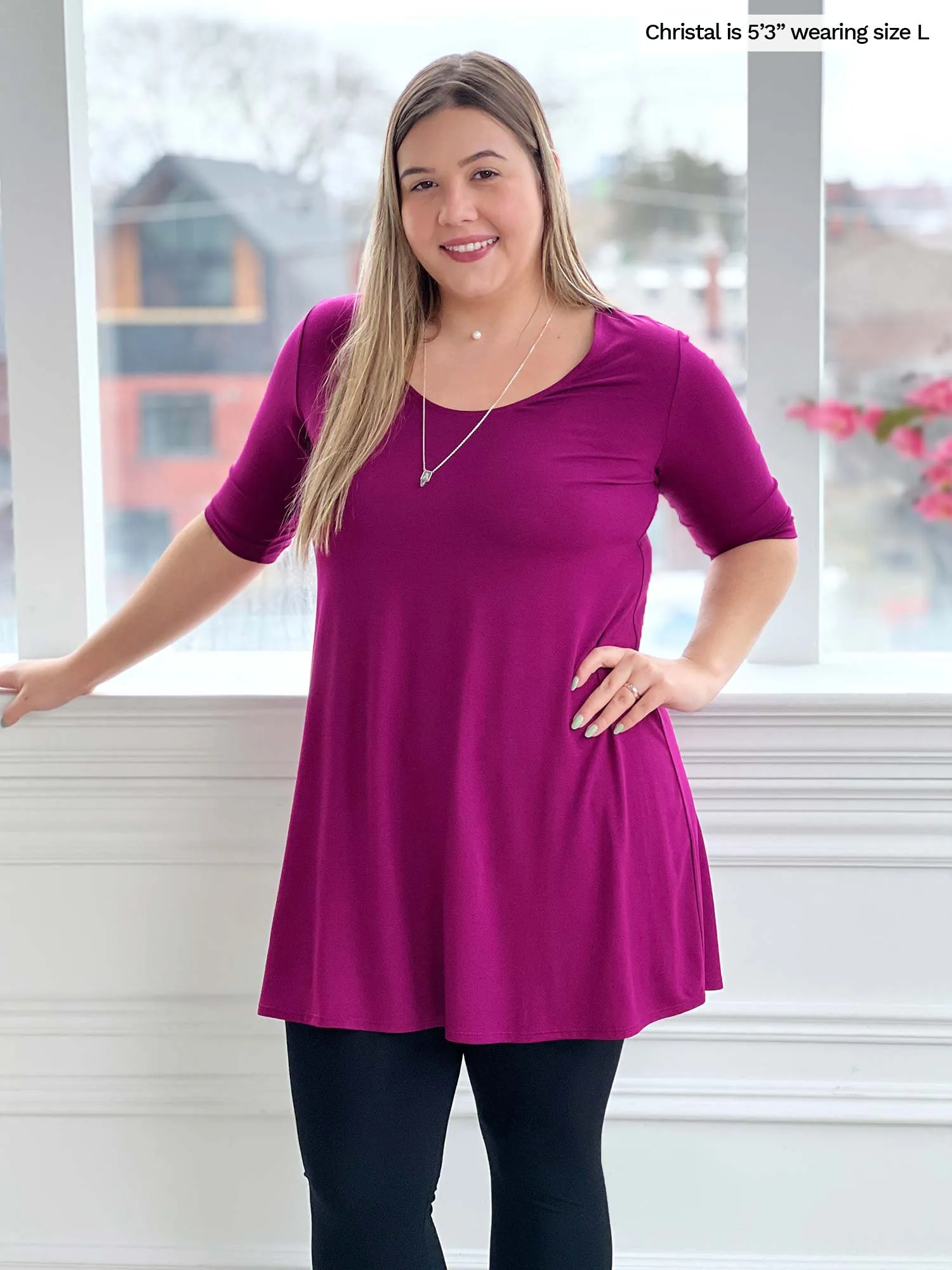 Rocelle half-sleeve scoop neck tunic