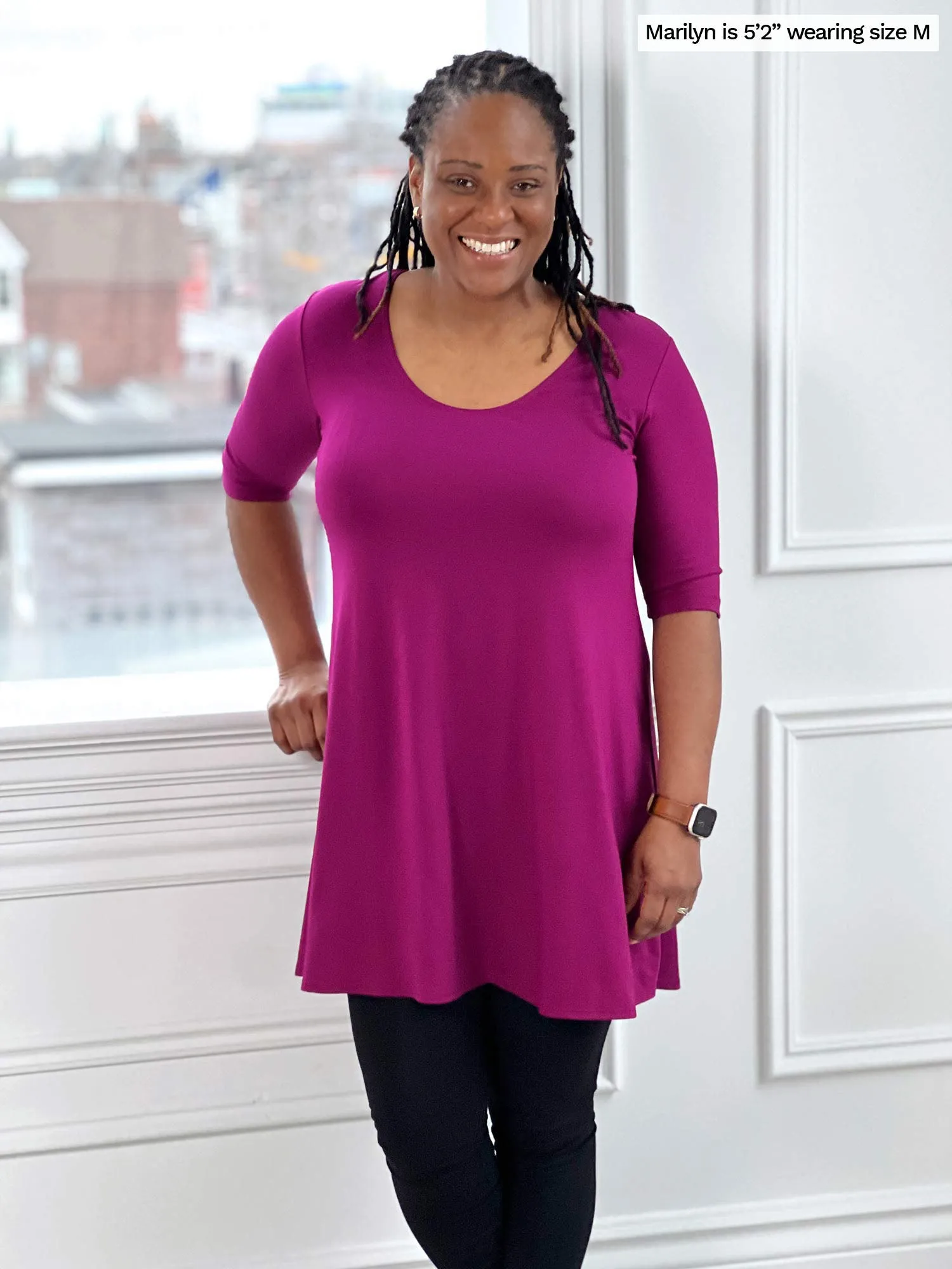 Rocelle half-sleeve scoop neck tunic
