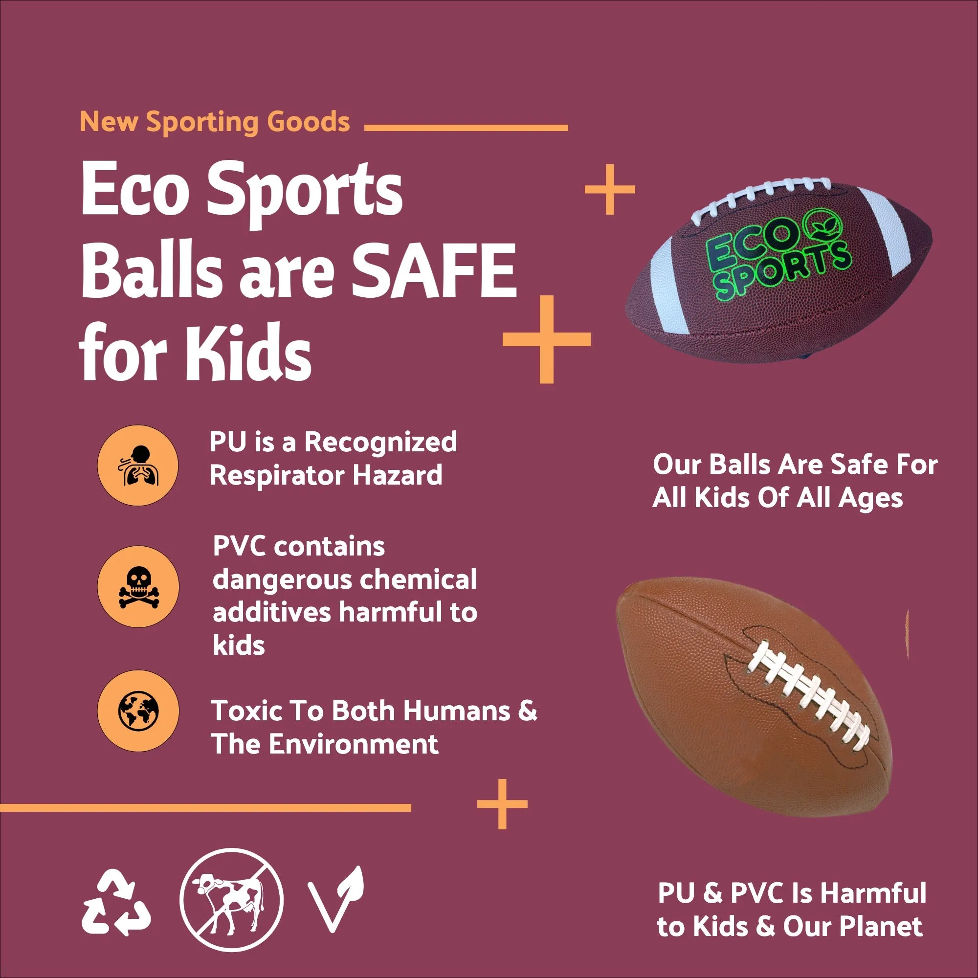 Size 9 Official Size Football - Regulation High School Footballs