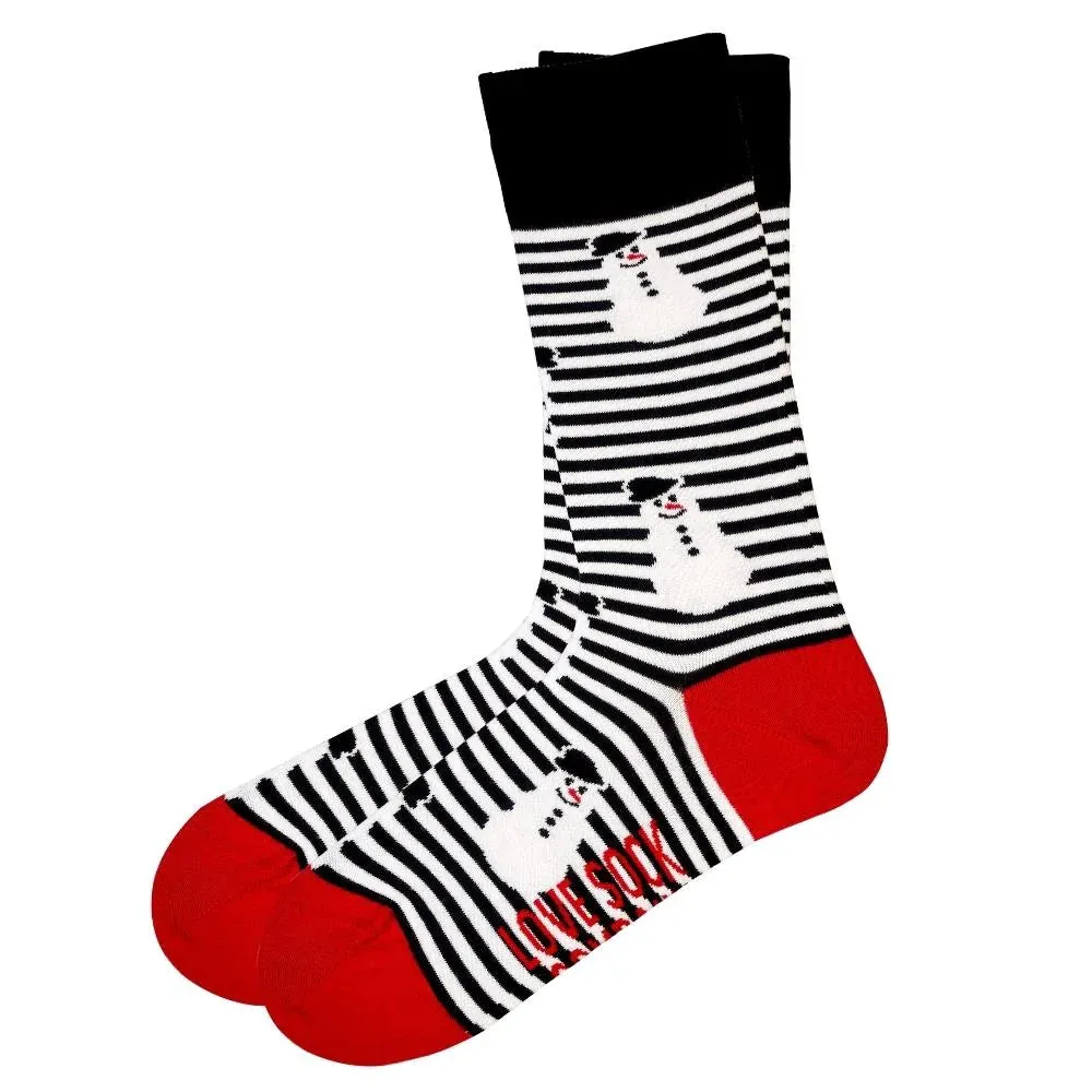 Snowman stripes crew socks