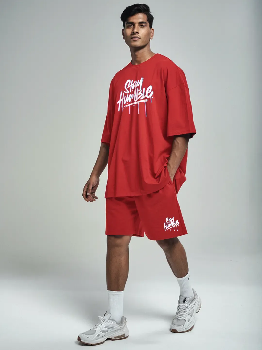 Stay Humble Cotton Mens T Shirt and Shorts Combo Set