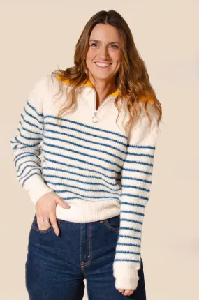Striped Zip Neck Jumper