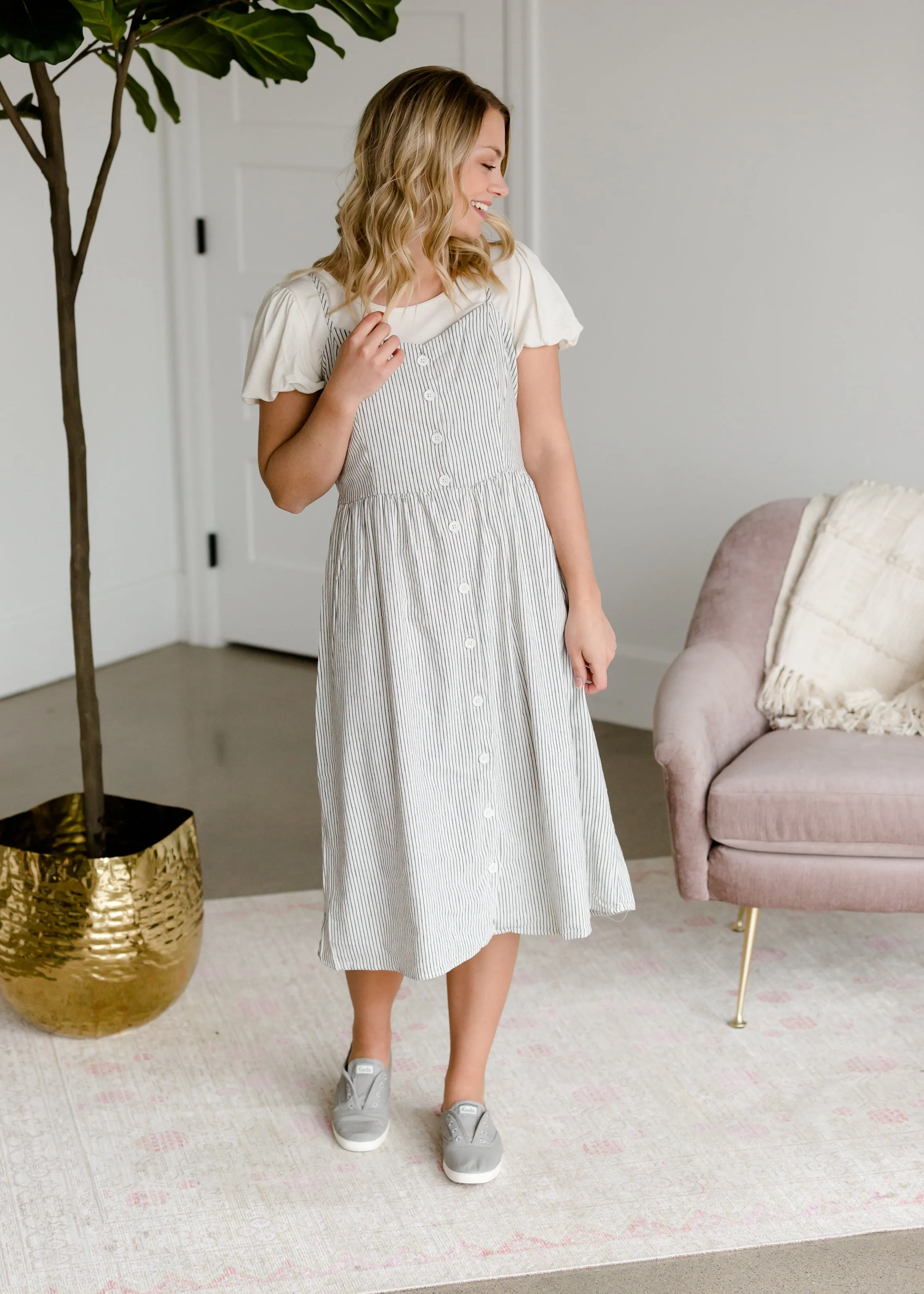 Sunday Brunch Navy Stripe Jumper Dress - FINAL SALE
