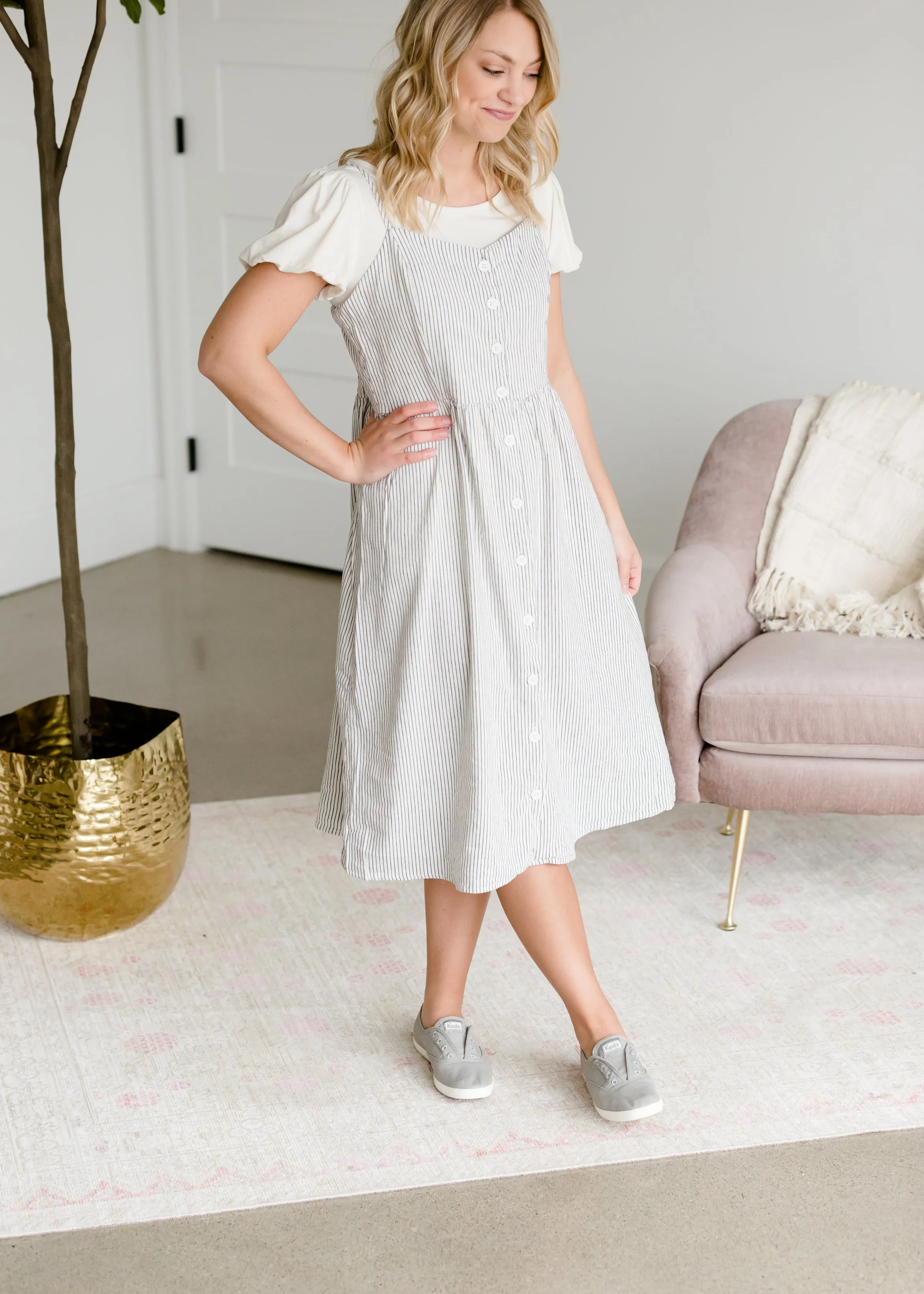 Sunday Brunch Navy Stripe Jumper Dress - FINAL SALE